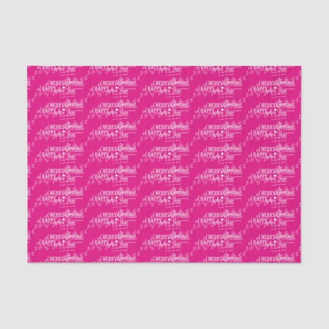Pink Frohe Weihnachts-Happy New Year Tissue Paper Seidenpapier (Vorderseite)