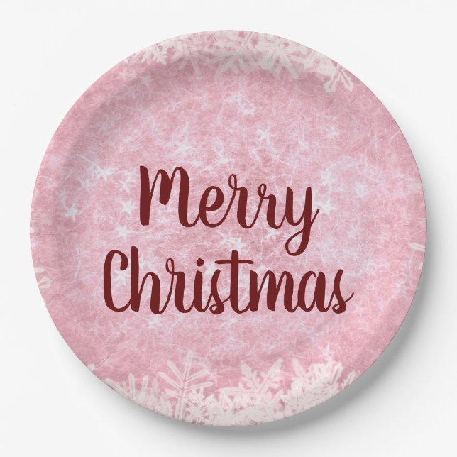Pink Frost Frost Weihnachten Pappteller (Vorderseite)
