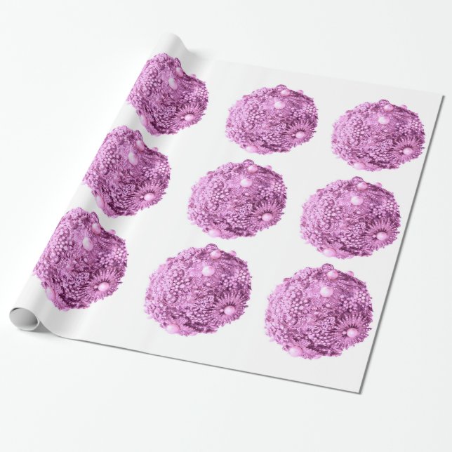 Pink Frosty Ornament Wrapping Paper Geschenkpapier (Ungerollt)