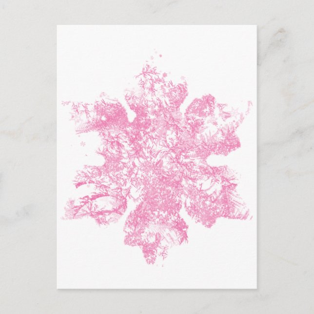 Pink Frosty Snowflake Design Postkarte (Vorderseite)