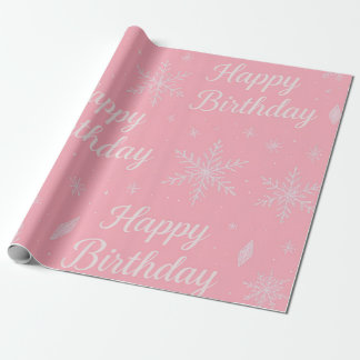 Pink Frozen snowflake Birthday Wrapping Paper Geschenkpapier