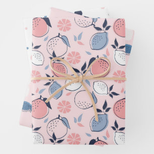 Pink Fruit Muster Geschenkpapier Set