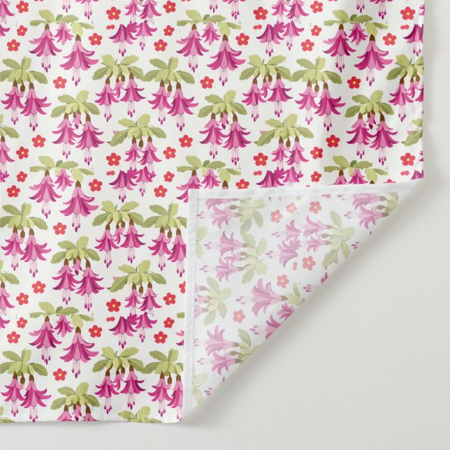 Pink Fuchsia Floral Pattern – Retro Botanical Wandteppich (Detail)