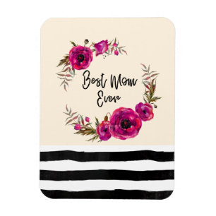 Pink Fuchsia Floral Poppies Wreath Beste Mama je Magnet
