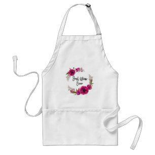 Pink Fuchsia Floral Poppies Wreath Beste Mama je Schürze