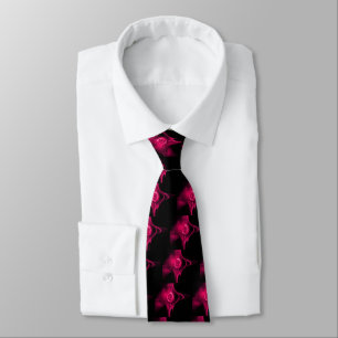 PINK FUCHSIA FRAKTAL ROSE IM SCHWARZEN Muster Krawatte