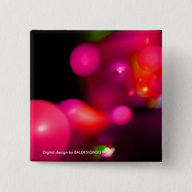 PINK FUCHSIA LILA SCHWARZE FRAKTAL-BUBBBLES BUTTON (Vorderseite)