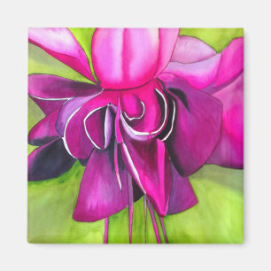 Pink Fuchsia Pop Kunst Aquarell Blume Magnet