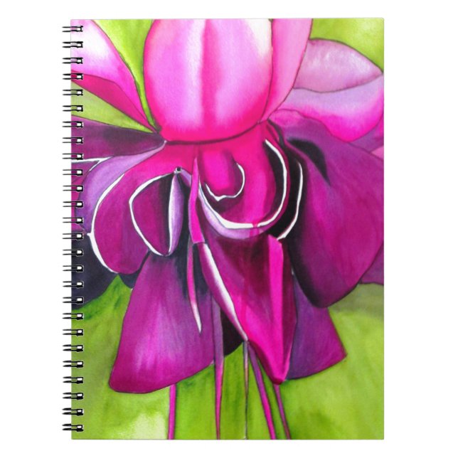 Pink Fuchsia Pop Kunst Aquarell Blume Notizblock (Vorderseite)