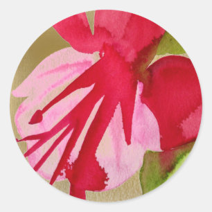 Pink Fuchsia Pop Kunst Aquarell Blume Runder Aufkleber