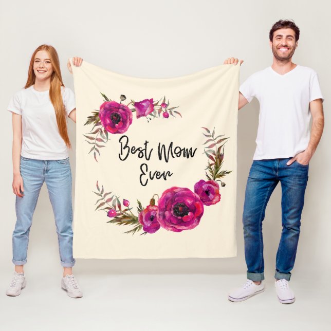 Pink Fuchsia Poppies Beste Mama je - Mutter Da Fleecedecke (Beispiel)