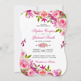 Pink Fuchsia Rose Botanische Blumenhochzeit Einladung