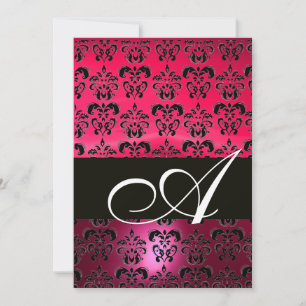PINK FUCHSIA  SCHWARZ  DAMAST MONOGRAMM , strahlen Einladung