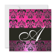 PINK, FUCHSIA SCHWARZ, LILA DAMASK WEISS MONOGRAMM