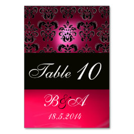 PINK, FUCHSIA SCHWARZ, WEISS, LILA DAMASK-MONOGRAM TISCHNUMMER