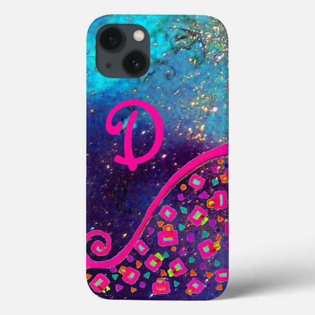 PINK FUCHSIA TURQUOISE BLUE ABSTRAKT DEKO MONOGRAM Case-Mate iPhone HÜLLE (Rückseite)