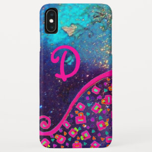 PINK FUCHSIA TURQUOISE BLUE ABSTRAKT DEKO MONOGRAM iPhone XS MAX HÜLLE