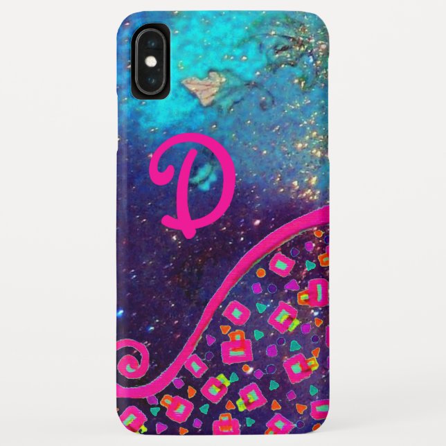 PINK FUCHSIA TURQUOISE BLUE ABSTRAKT DEKO MONOGRAM Case-Mate iPhone HÜLLE (Rückseite)