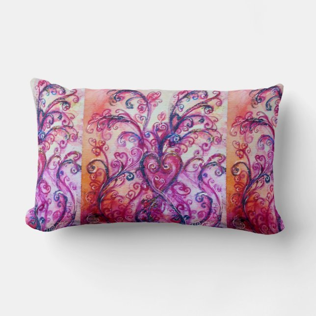 PINK FUCHSIA WHIMSICAL SCHNÖRKEL MIT HERZ LENDENKISSEN (Vorderseite)