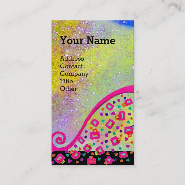 PINK FUCHSIA YELLOW LILA ABSTRAKTER DEKO MONOGRAM VISITENKARTE (Vorderseite)