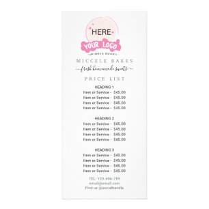 Pink Fügen Sie Ihr Logo hinzu Der Preis für Bäcker Werbekarte