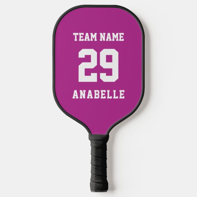 Pink Fügen Sie Ihren Teamnamen Jersey-Text hinzu Pickleball Schläger (Vorderseite)