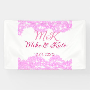 Pink fügen Sie Pärchennamen Datum monogramm Glitze Banner