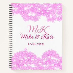 Pink fügen Sie Pärchennamen Datum monogramm Glitze Notizbuch