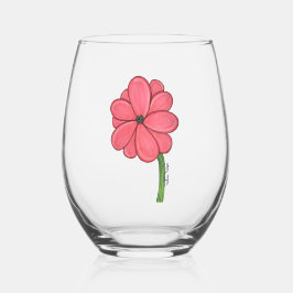 Pink Full Flower Weinglas Ohne Stiel