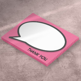 Pink Fun Comic Book Speech Blase Danke Post-it Klebezettel
