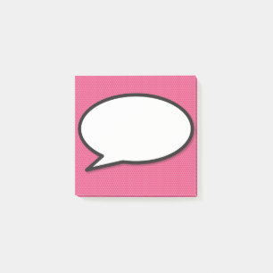 Pink Fun Comic Book Speech Blase Modern Post-it Klebezettel