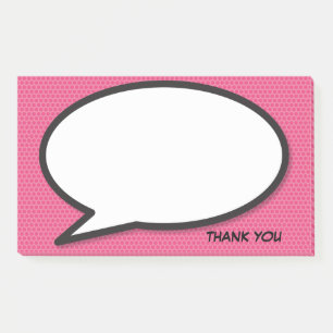 Pink Fun Danke Comic Book Speech Blase Post-it Klebezettel