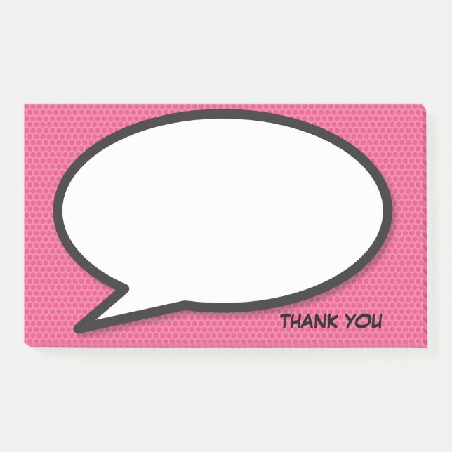 Pink Fun Danke Comic Book Speech Blase Post-it Klebezettel (Vorderseite)