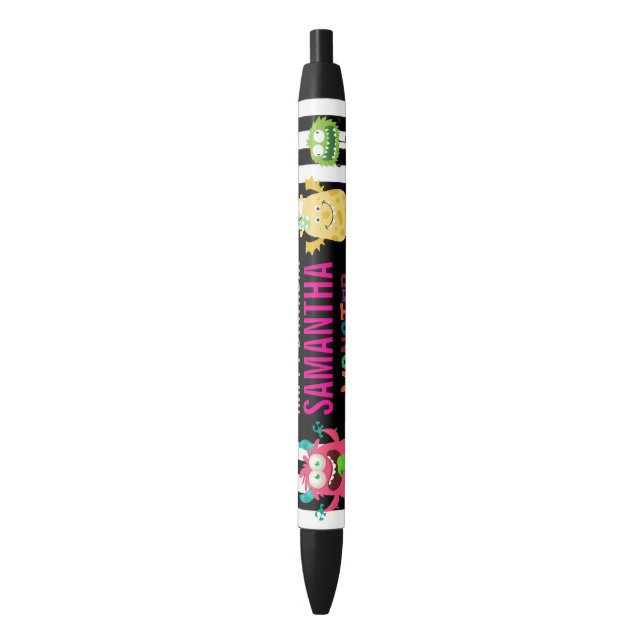 Pink FUN Monsters kids Party Kugelschreiber (Vorderseite Vertikal)