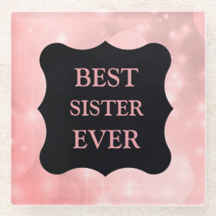 Pink funkelnd Best Sister Ever Design! Glasuntersetzer