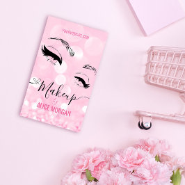 Pink Funkelnd Makeup Artist Glamour Bokeh Sequin Q Visitenkarte