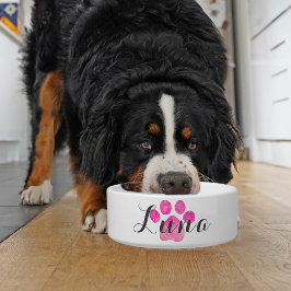 Pink Funkelnd Paw Print Personalize Dog Bowl Napf