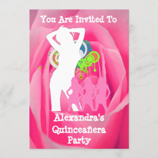 Pink funky fun Party Girls Quinceañera Einladung