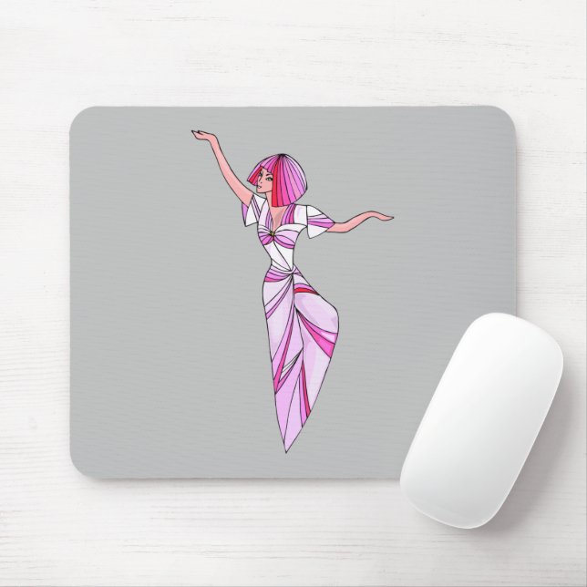 Pink funky tänzerin girl mit rosa haar mousepad (Mit Mouse)