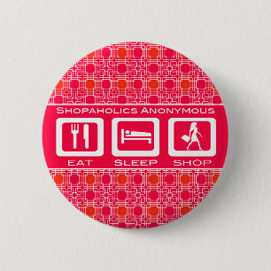 Pink Funny Shopaholic Eat Sleep Shop Award Button