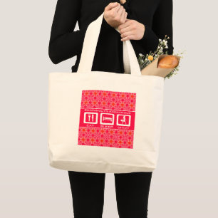 Pink Funny Shopaholic Eat Sleep Shop Award Jumbo Stoffbeutel