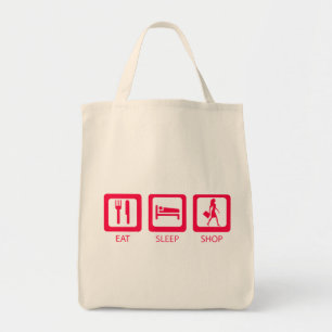 Pink Funny Shopaholic Manger Sleep Shop Sac réutil