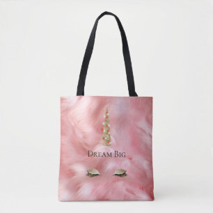 Pink Fur Gold Sparkle Glam Einhornleuchten Tasche