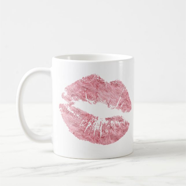 Pink Fur Lippen Hübsch Spaß Kaffee Tasse (Links)