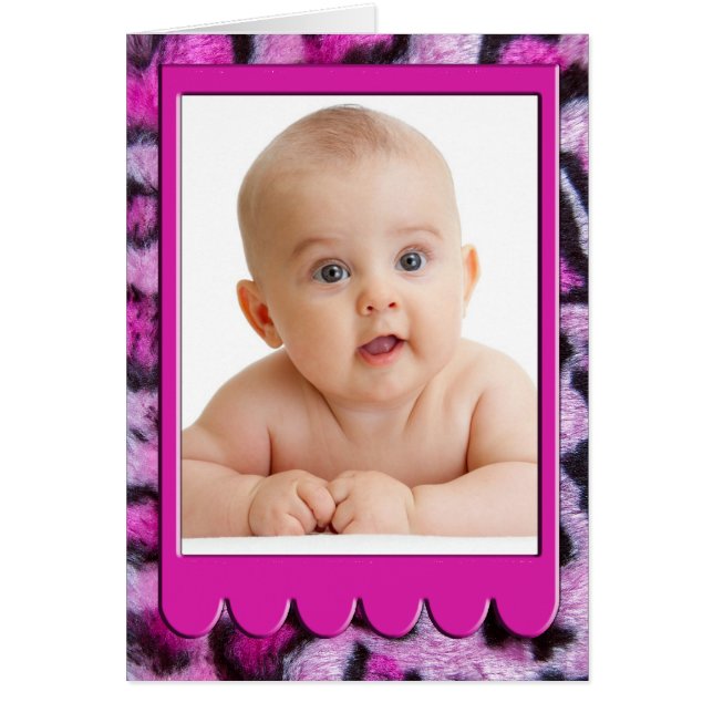 Pink Furry Leopard drucken Fotokarte (Vorne)