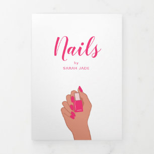 Pink Fuschia Modern Hand Nails Polnischer Nagelsal Dreifach Gefaltete Karte