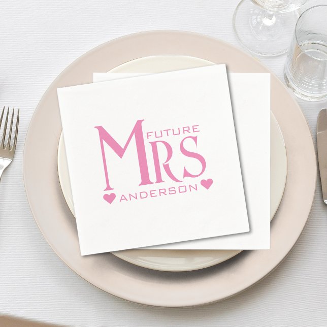 Pink Future Mrs. Engagement Party Brautparty Serviette (pink heart future mrs wedding engagement party bridal shower)
