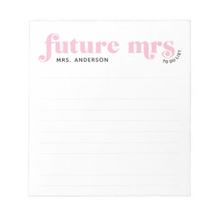 Pink Future Mrs. to Do List Vintag Typografie Notizblock