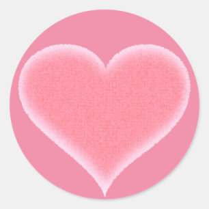 Pink Fuzzy Heart individuell einstellbar Runder Aufkleber
