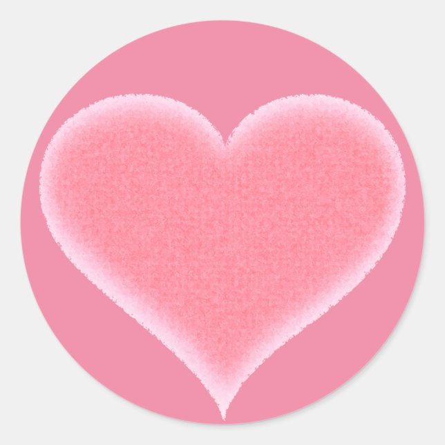 Pink Fuzzy Heart individuell einstellbar Runder Aufkleber (Vorderseite)